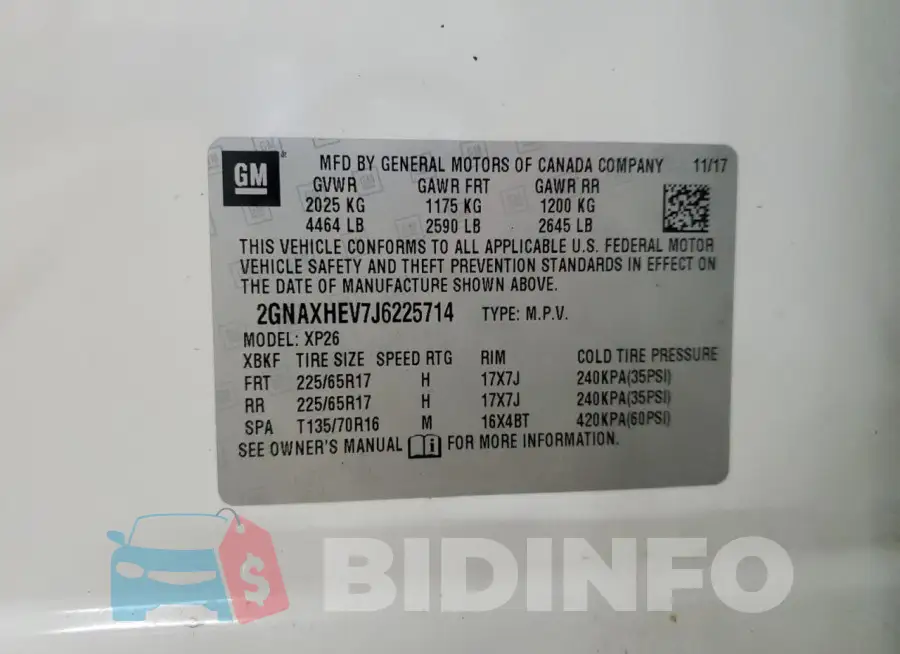2GNAXHEV7J6225714 Photo# 13