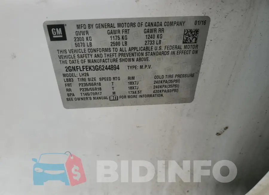 2GNFLFEK3G6244894 Photo# 13