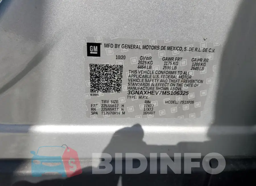 3GNAXHEV7MS106325 Photo# 14
