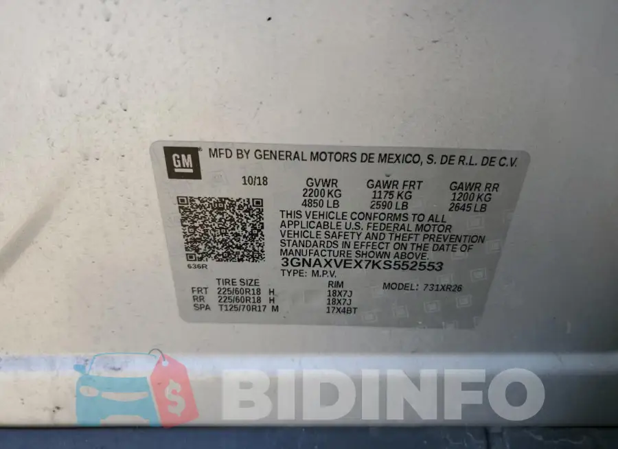 3GNAXVEX7KS552553 Photo# 13