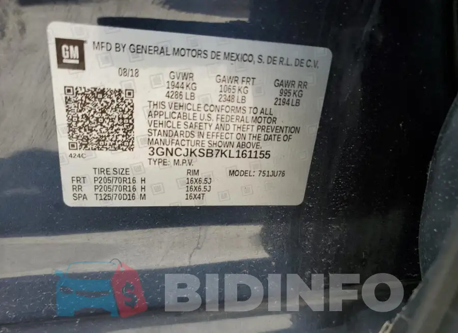 3GNCJKSB7KL161155 Photo# 13
