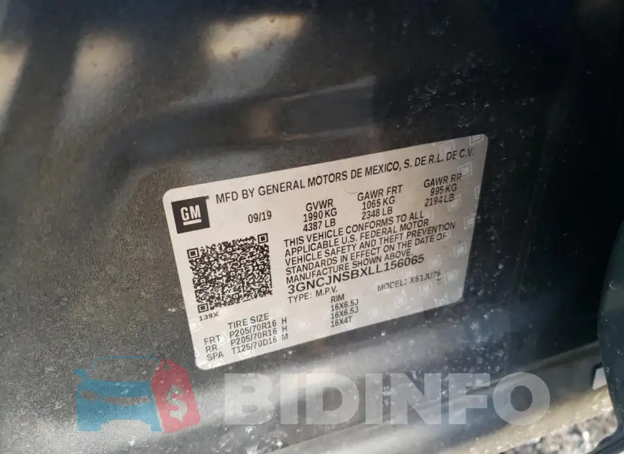 3GNCJNSBXLL156065 Photo# 12