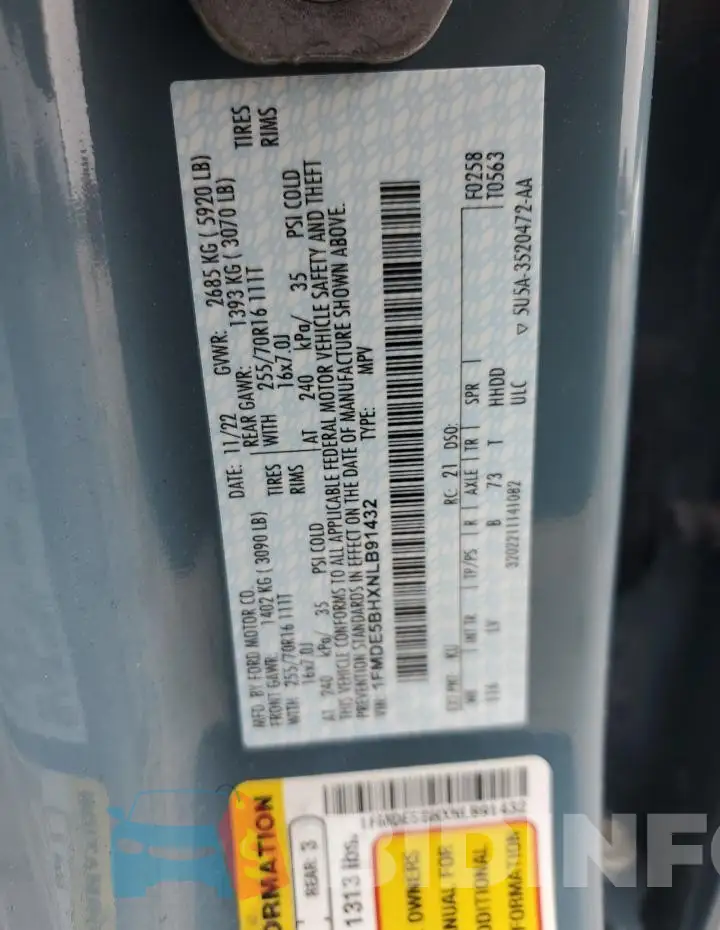 1FMDE5BHXNLB91432 Photo# 12