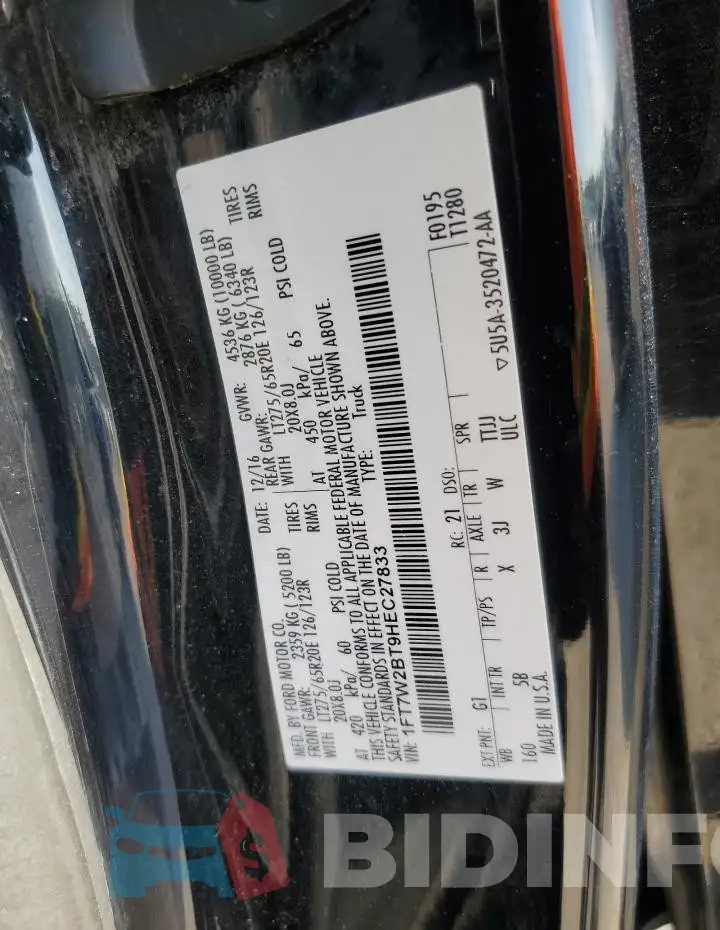 1FT7W2BT9HEC27833 Photo# 12