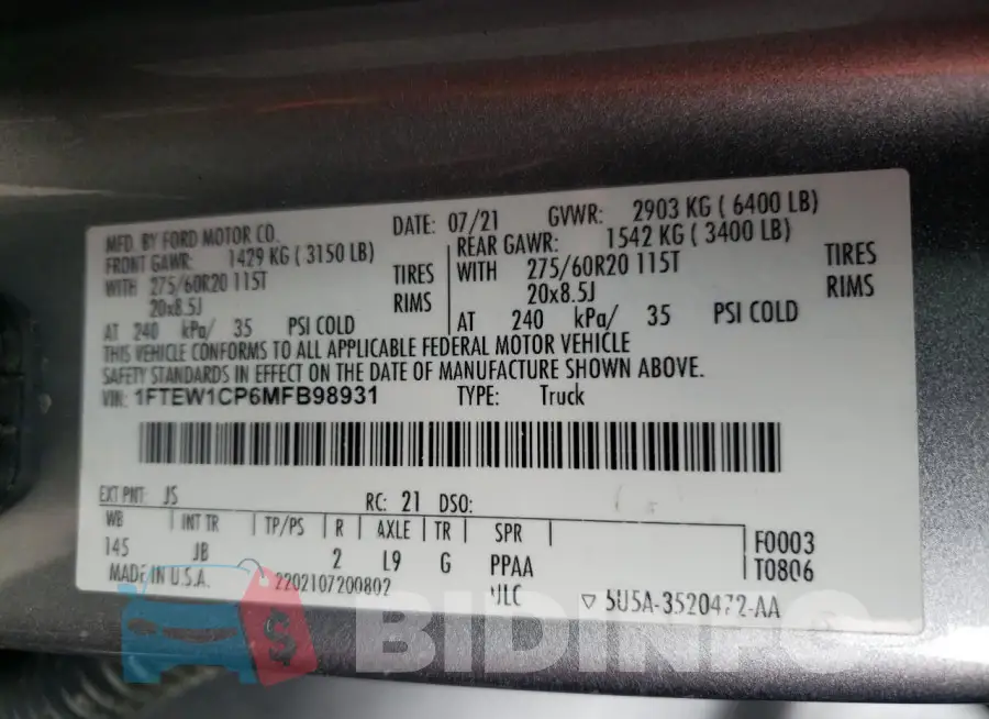 1FTEW1CP6MFB98931 Photo# 12