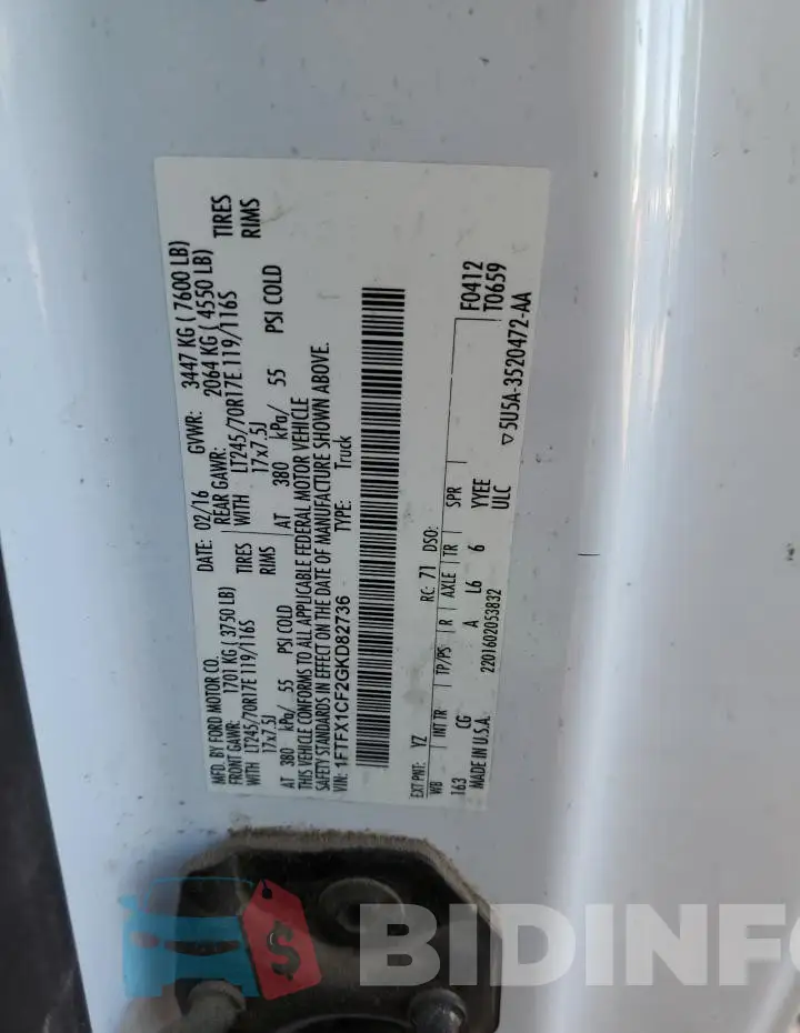 1FTFX1CF2GKD82736 Photo# 12