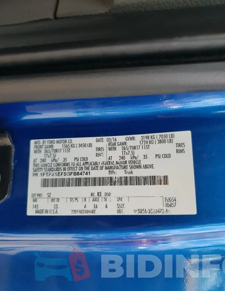 1FTFX1EF5GFB84741 Photo# 12