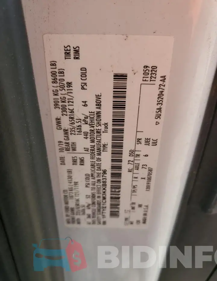 1FTYE1CM3KKB83796 Photo# 12