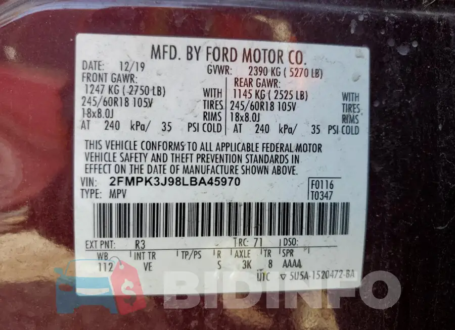 2FMPK3J98LBA45970 Photo# 12