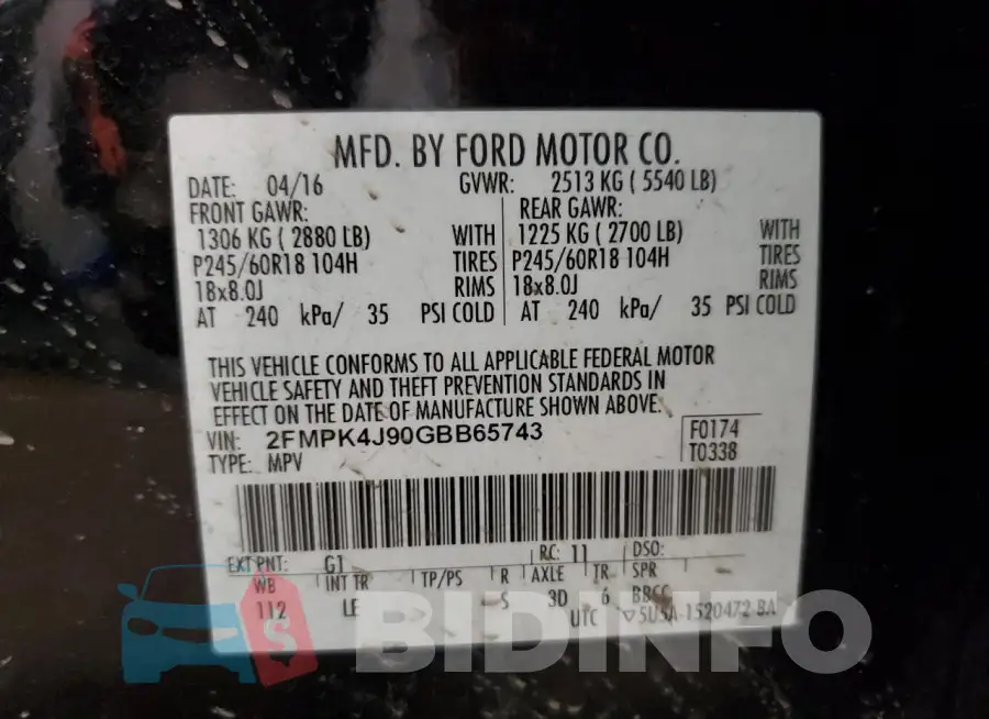 2FMPK4J90GBB65743 Photo# 13