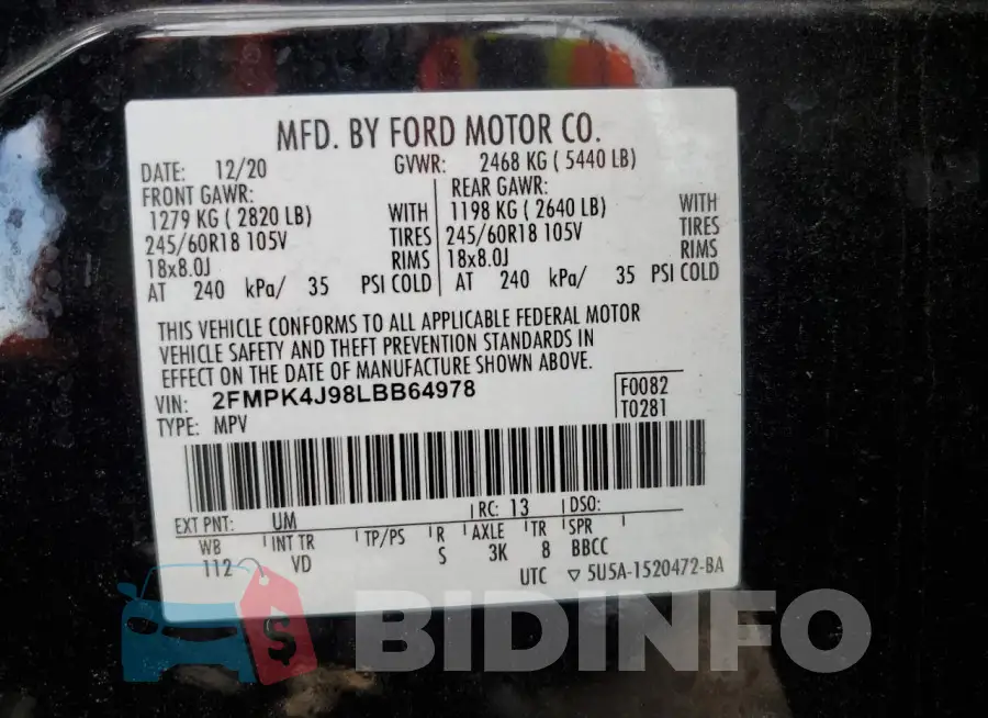 2FMPK4J98LBB64978 Photo# 14