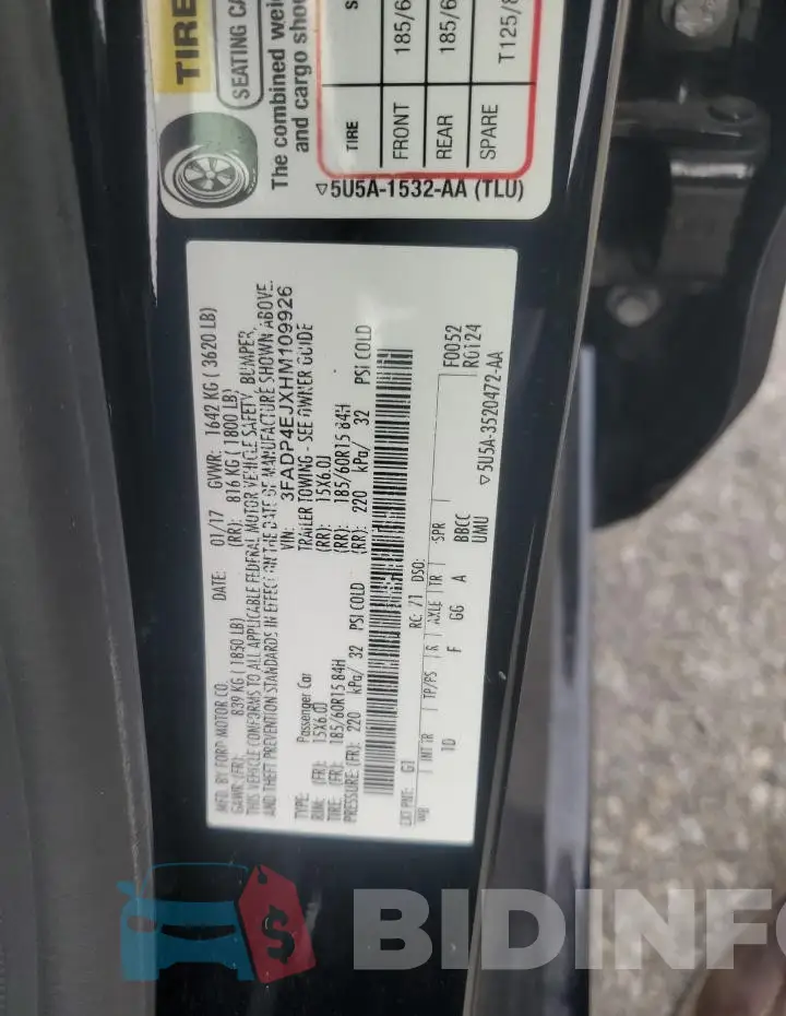 3FADP4EJXHM109926 Photo# 12