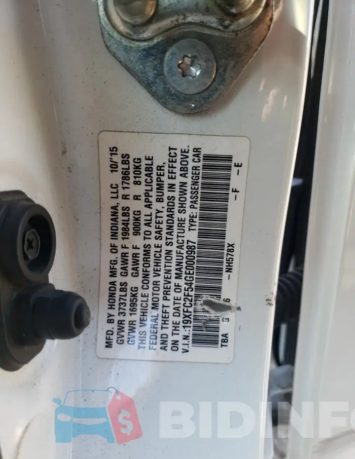 19XFC2F54GE000987 Photo# 13