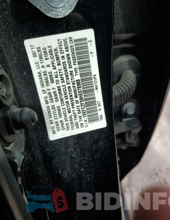 19XFC2F59HE078988 Photo# 12