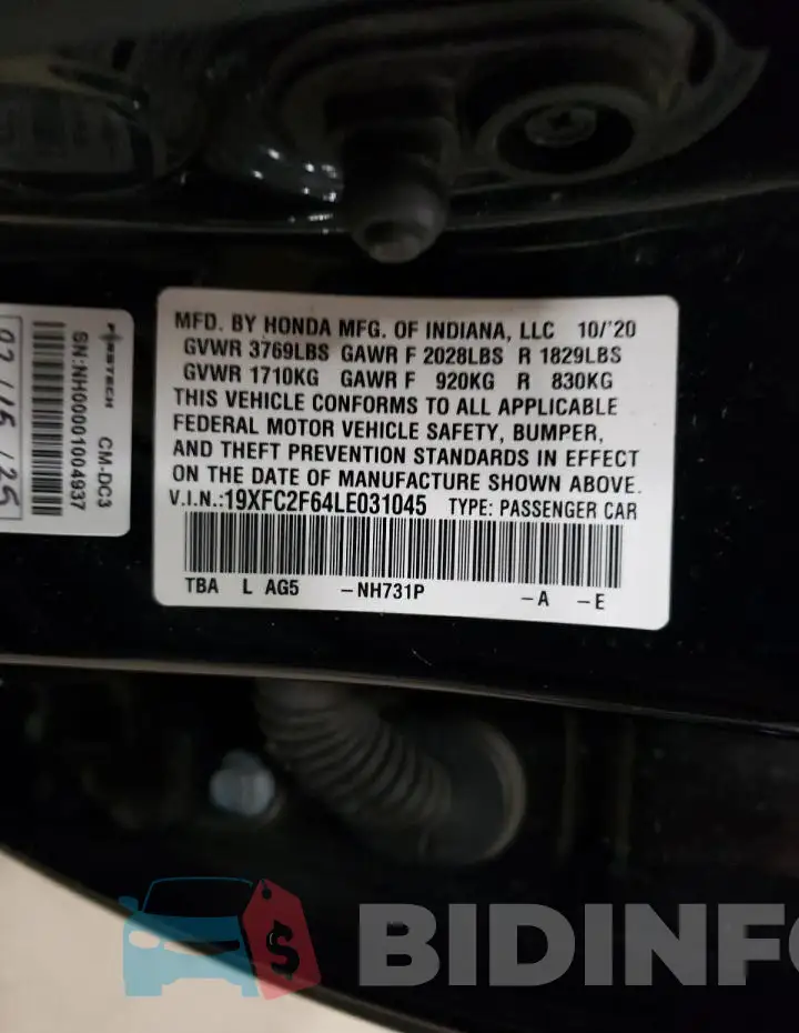 19XFC2F64LE031045 Photo# 13