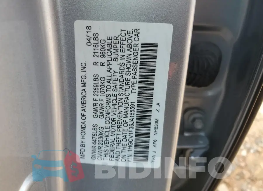 1HGCV1F36JA155591 Photo# 12