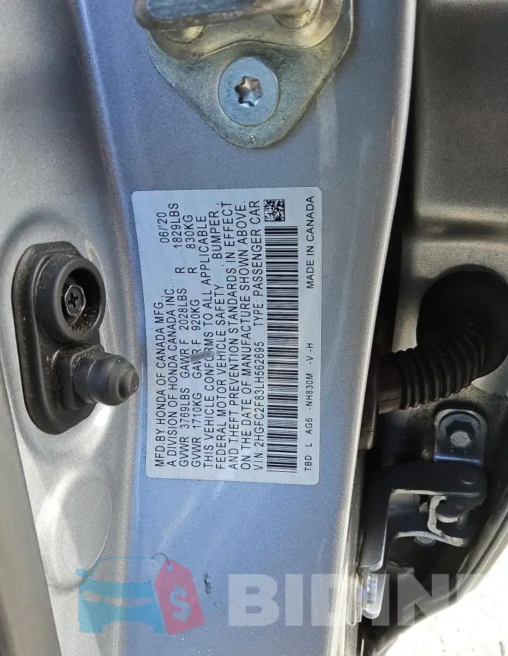 2HGFC2F83LH562695 Photo# 12