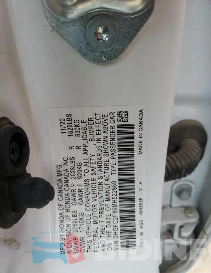 2HGFC2F89MH522980 Photo# 13