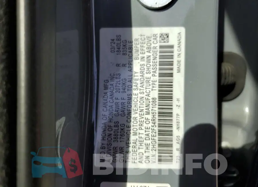 2HGFE2F54RH571088 Photo# 12