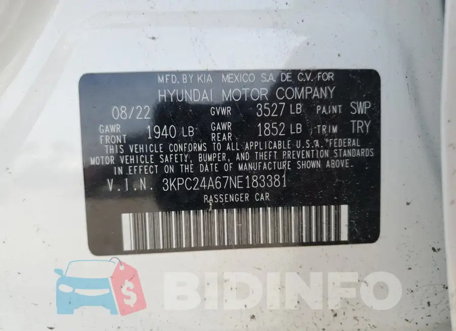 3KPC24A67NE183381 Photo# 12