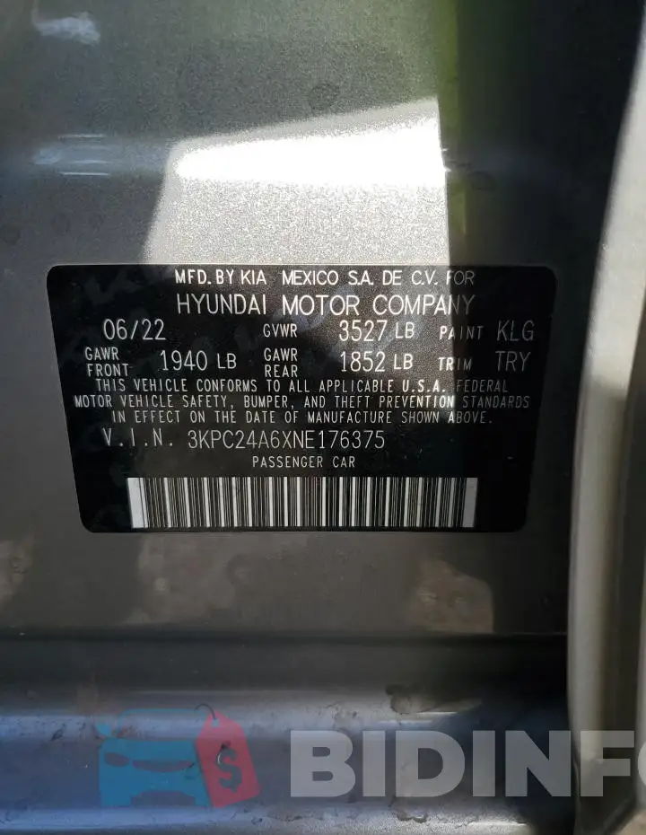 3KPC24A6XNE176375 Photo# 12
