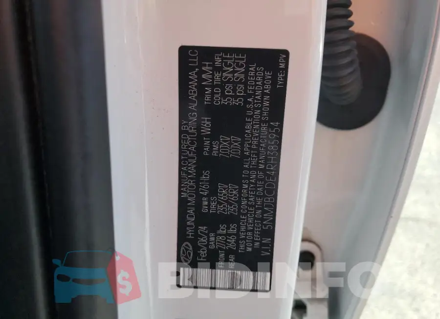 5NMJBCDE4RH385954 Photo# 13