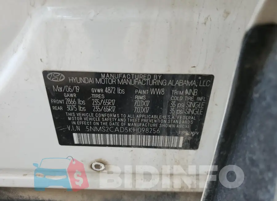 5NMS2CAD5KH098256 Photo# 14