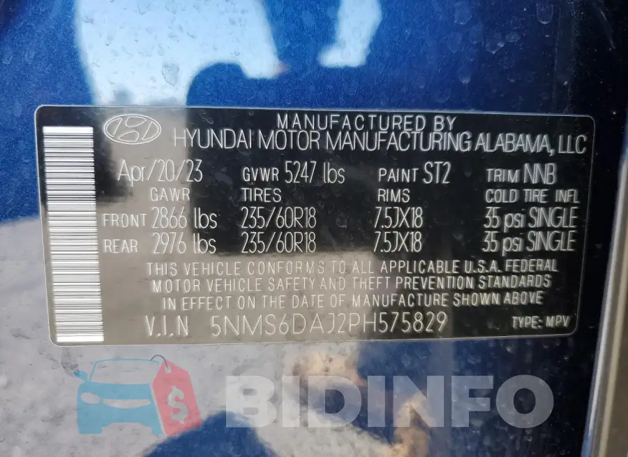 5NMS6DAJ2PH575829 Photo# 13