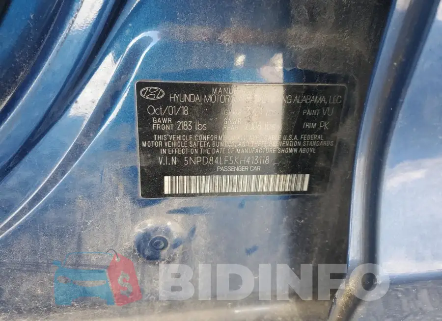 5NPD84LF5KH413118 Photo# 12