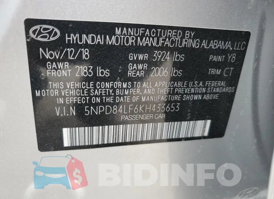 5NPD84LF6KH433653 Photo# 12