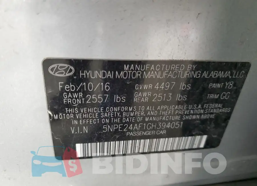5NPE24AF1GH394051 Photo# 12