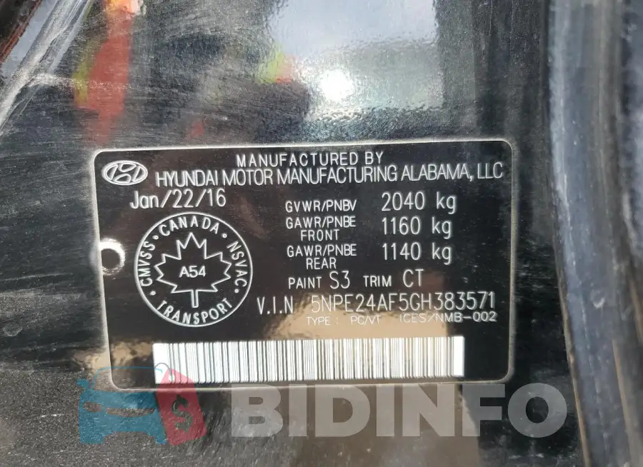 5NPE24AF5GH383571 Photo# 13