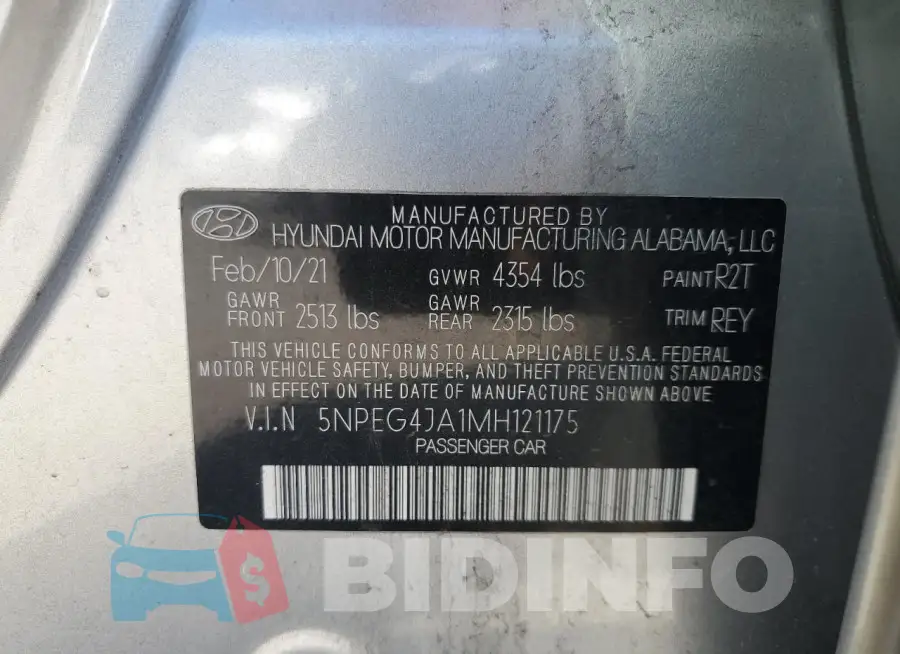5NPEG4JA1MH121175 Photo# 13