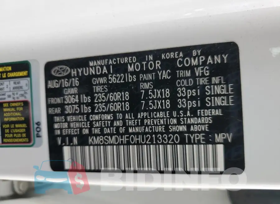 KM8SMDHF0HU213320 Photo# 13