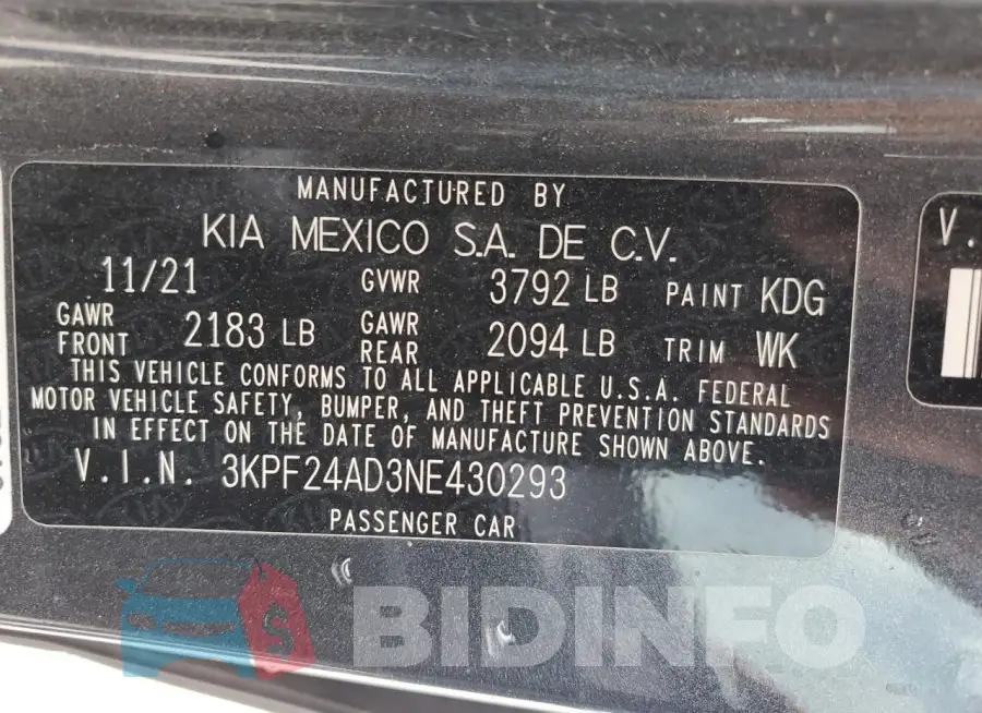 3KPF24AD3NE430293 Photo# 12