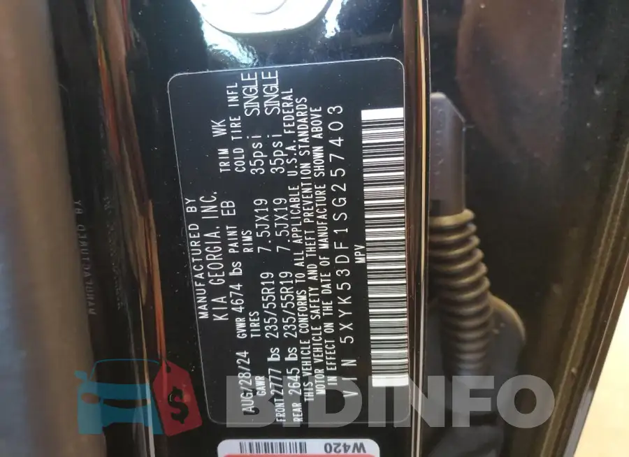 5XYK53DF1SG257403 Photo# 14
