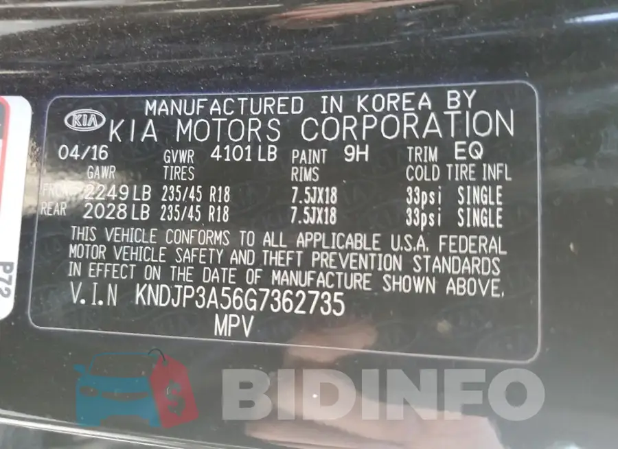 KNDJP3A56G7362735 Photo# 12
