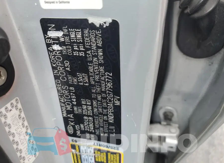 KNDPB3AC2G7796772 Photo# 13