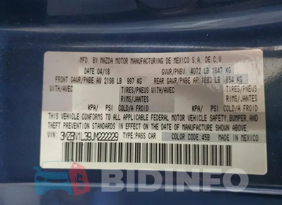 3MZBN1L39JM222229 Photo# 13