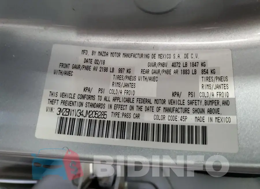 3MZBN1V34JM205285 Photo# 12
