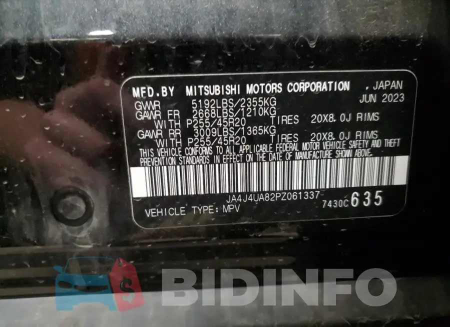 JA4J4UA82PZ061337 Photo# 13
