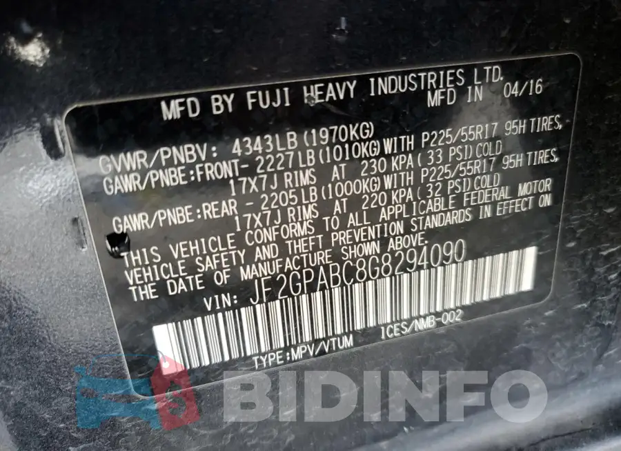 JF2GPABC8G8294090 Photo# 12