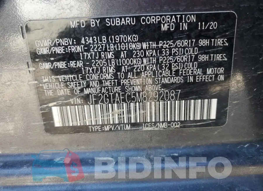 JF2GTAEC5M8292087 Photo# 14