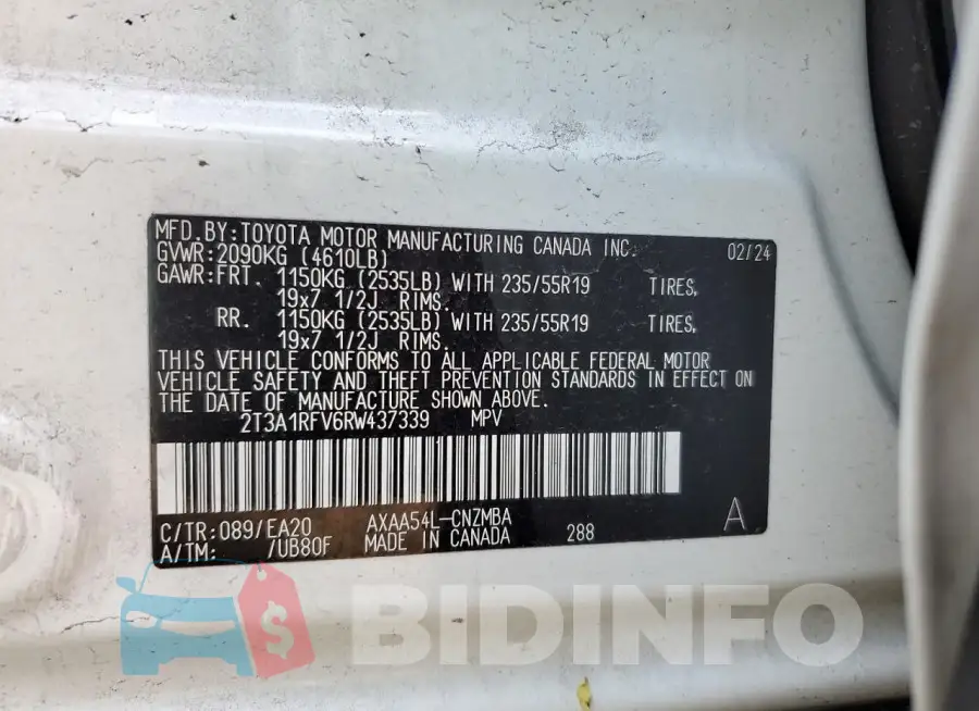 2T3A1RFV6RW437339 Photo# 14