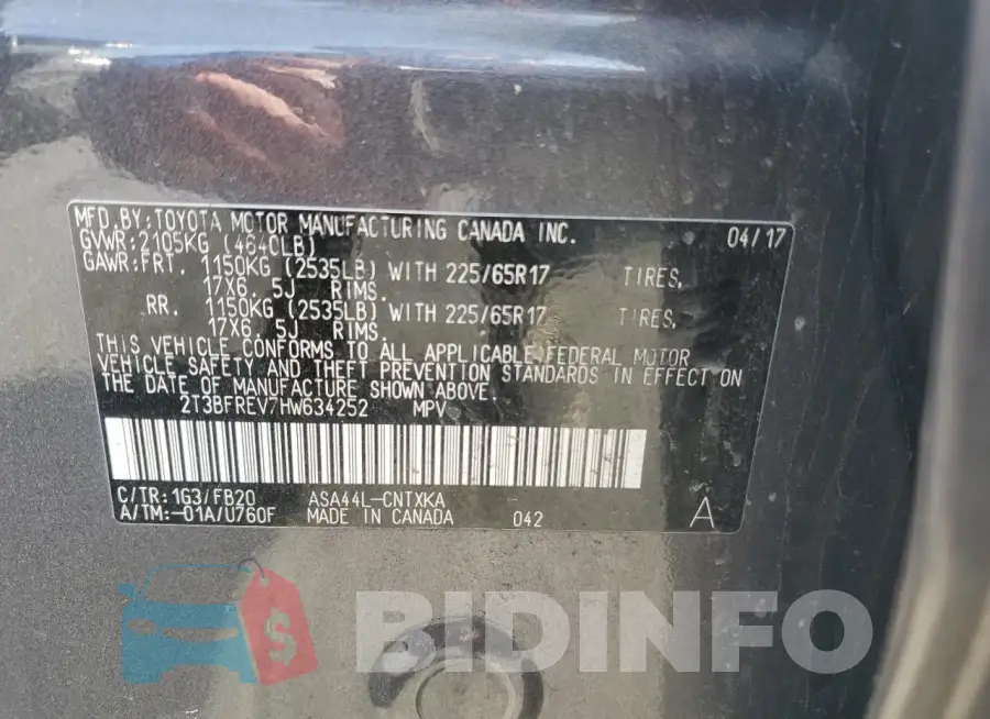 2T3BFREV7HW634252 Photo# 13
