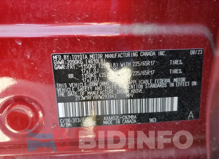 2T3W1RFV8PW293943 Photo# 12