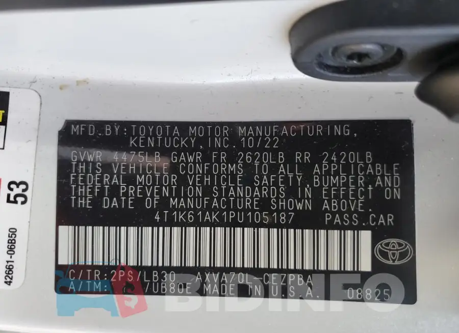 4T1K61AK1PU105187 Photo# 12