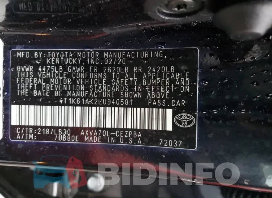4T1K61AK2LU940581 Photo# 12