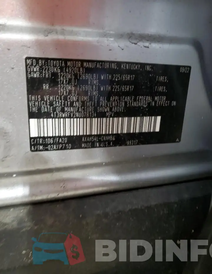 4T3RWRFV2NU078134 Photo# 14