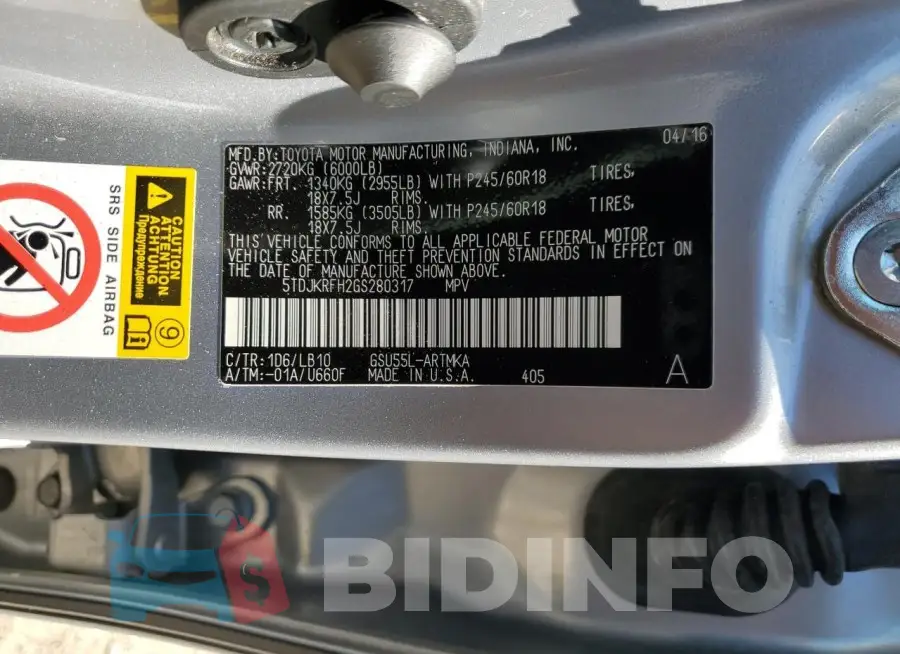 5TDJKRFH2GS280317 Photo# 13